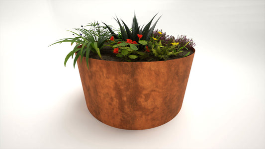 Hampton - Corten Steel Bottomless Cylindrical Planter