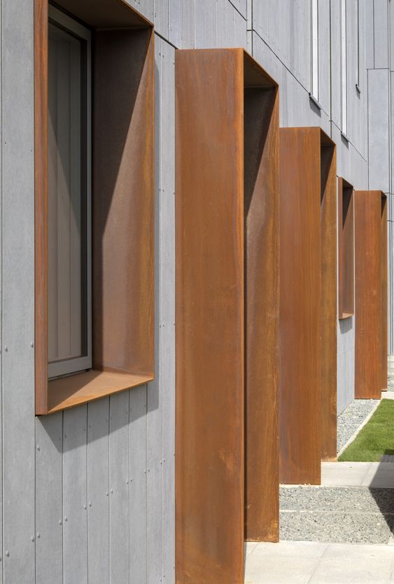 Modern Corten steel projecting window and door reveals