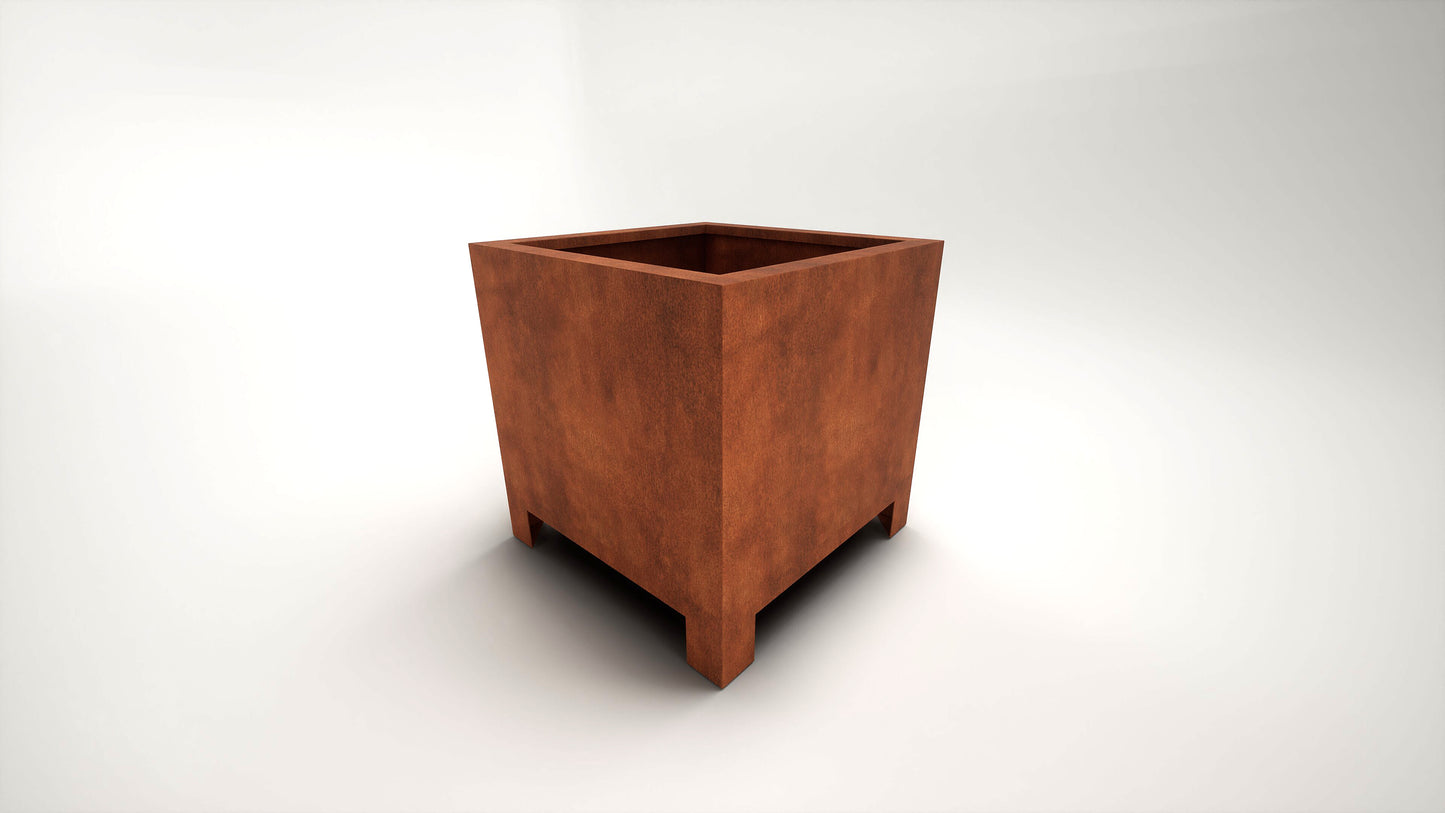 Arden Cube - Corten Steel Planter With Feet