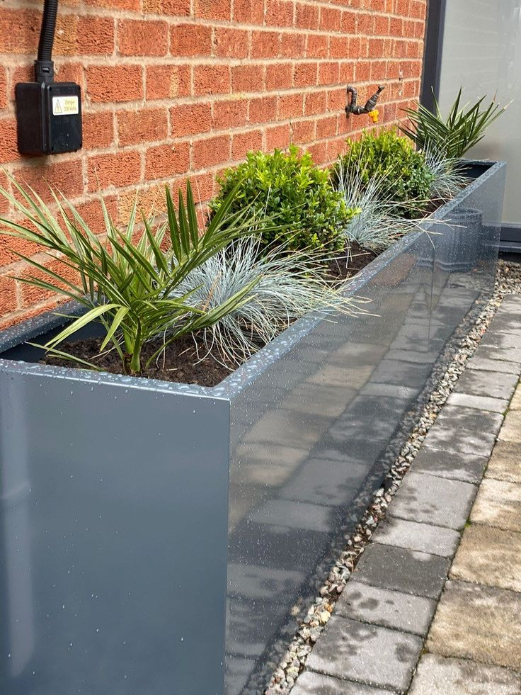 Grey, aluminium, powder coated garden planter / trough