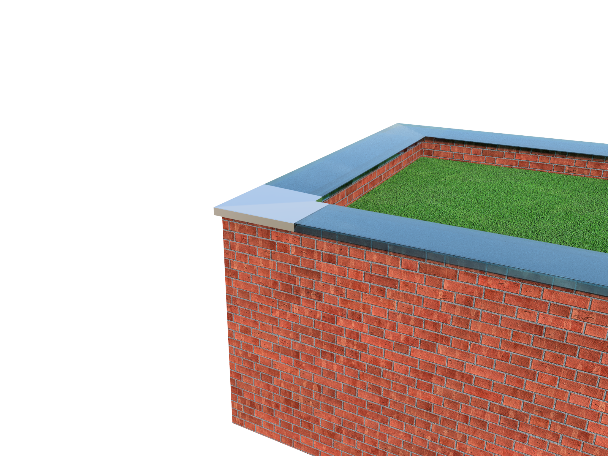 3D render of a building with wall coping